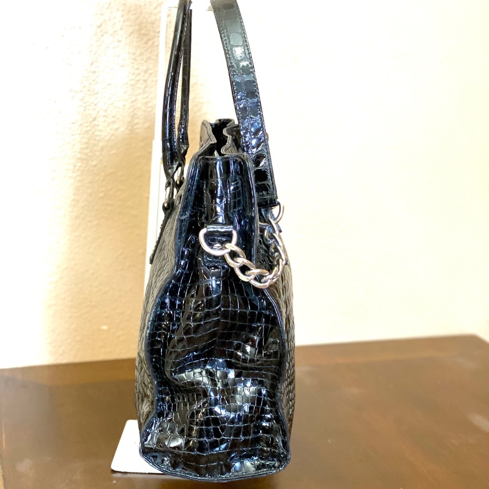 Michael Kors Black Embossed Snakeskin Leather Tote - Picture 3 of 15